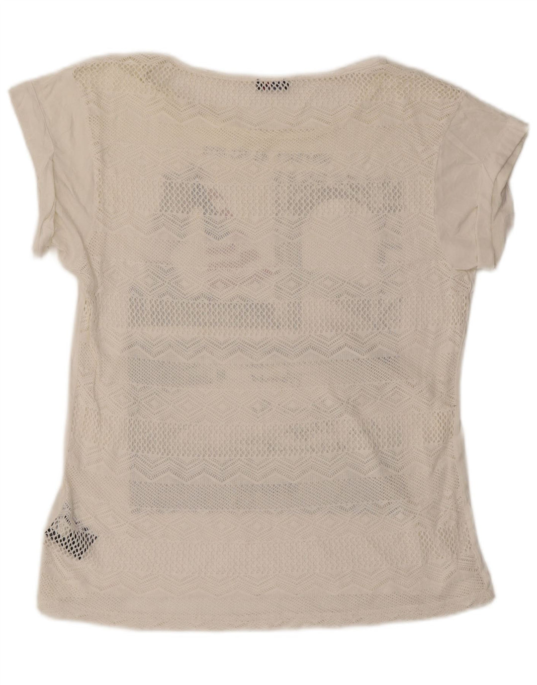 Camiseta feminina Blauer com estampa grande grande Reino Unido 10 pequeno algodão off white