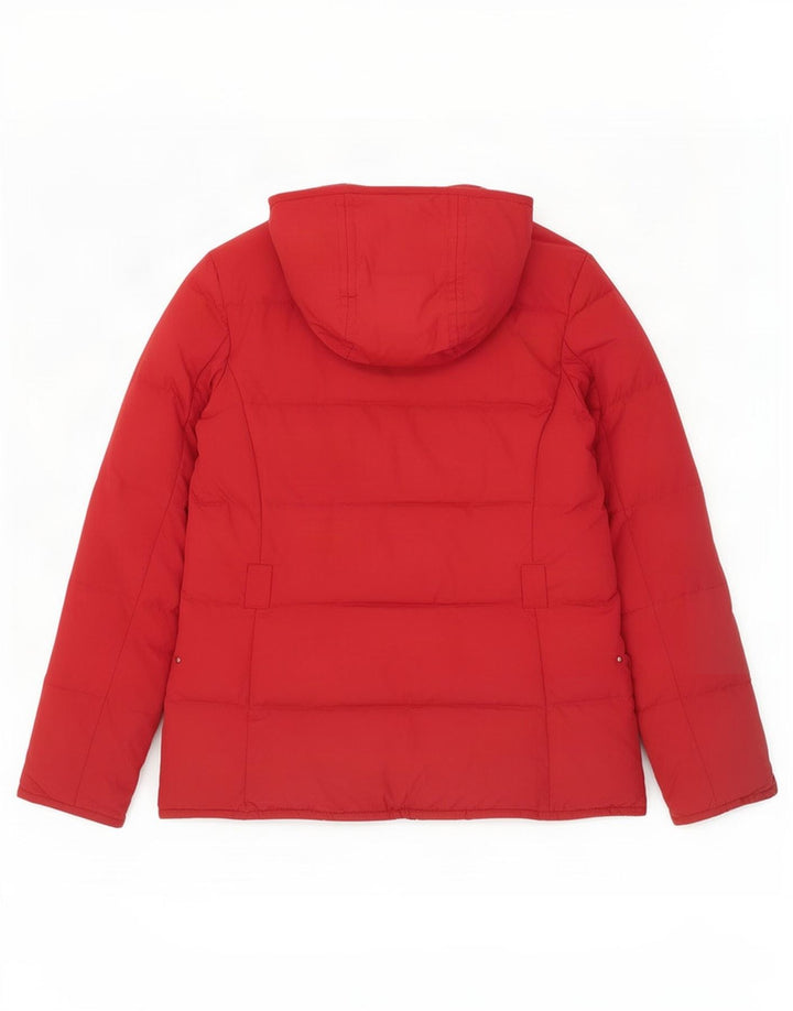 Jaqueta acolchoada com capuz feminino Ralph Lauren Reino Unido 12 poliéster vermelho médio