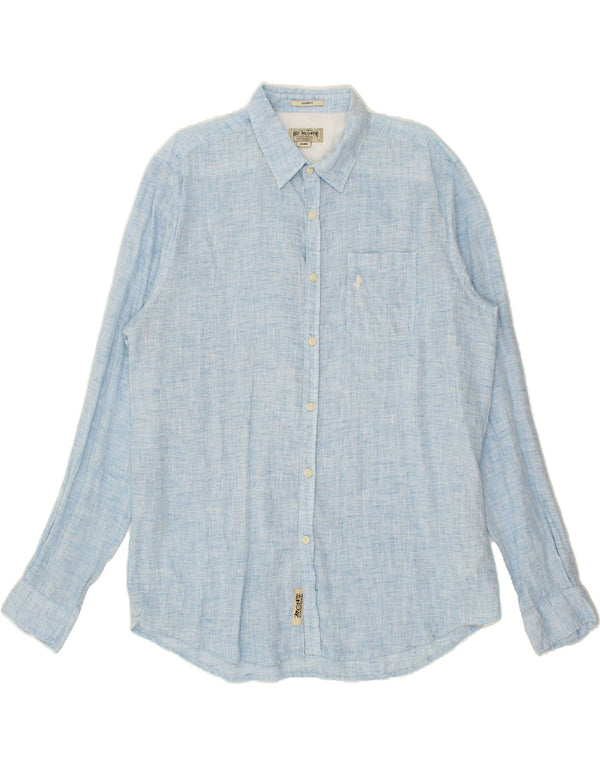 Camisa masculina MARLBORO CLASSICS Custom Fit 2XL Linho Azul