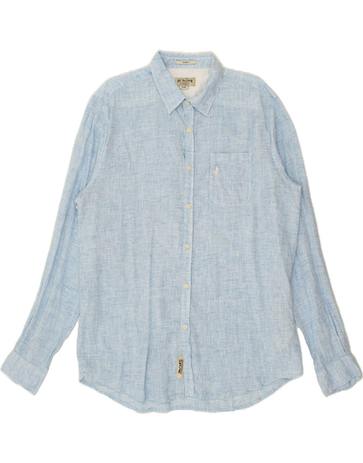 Camisa masculina MARLBORO CLASSICS Custom Fit 2XL Linho Azul