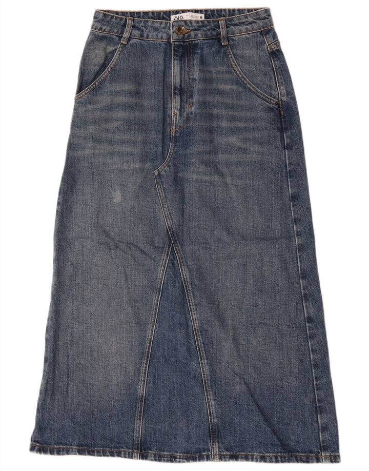 Saia jeans feminina Zara pequena W26 algodão azul