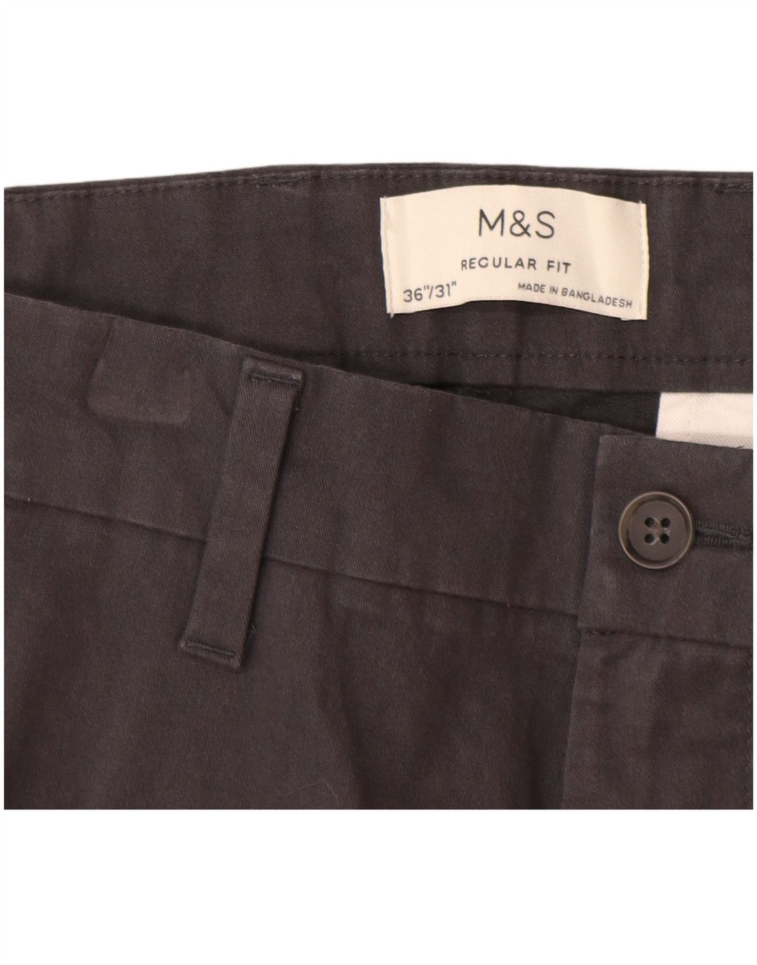 Calça Chino Masculina Marks & Spencer Regular Fit W36 L31 Algodão Cinza
