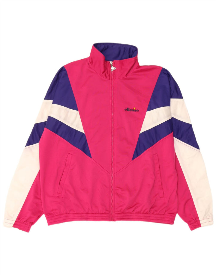 Ellesse Jaqueta feminina de agasalho UK 14 médio rosa colorblock retrô