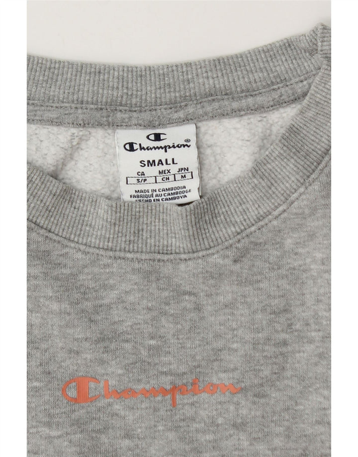 Champion feminino cropped oversized moletom suéter UK 10 pequeno cinza manchado