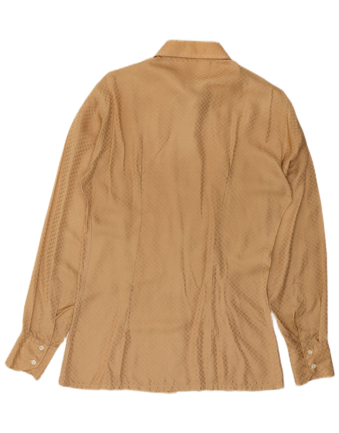 Camisa Masculina Vintage Pequena Geométrica Marrom