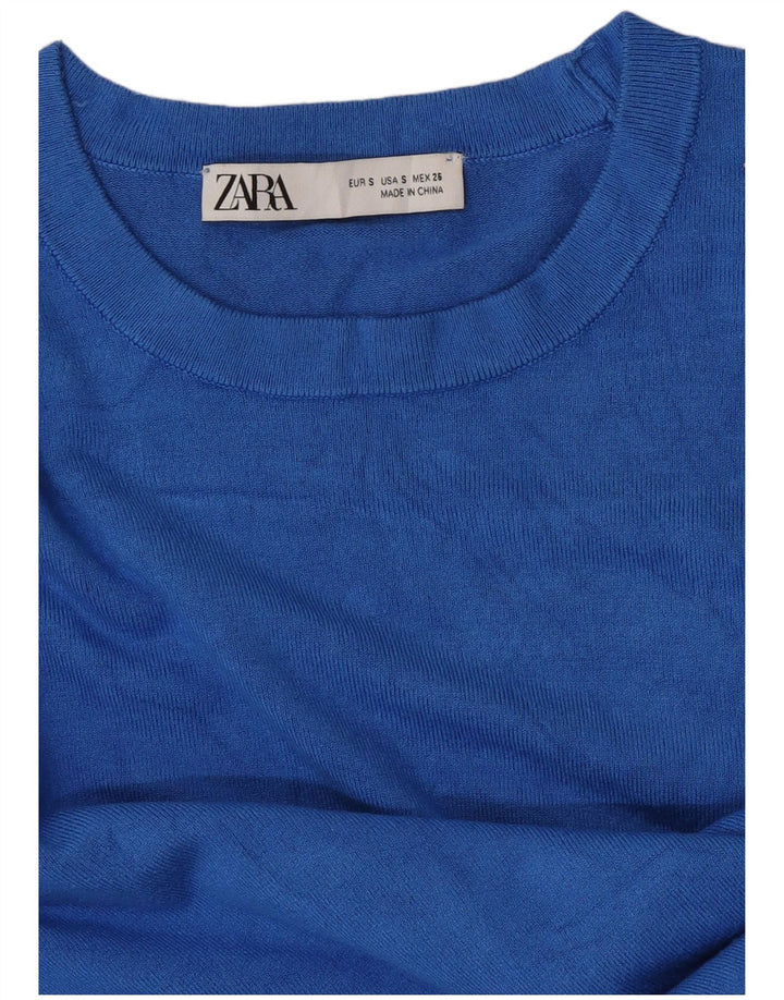 Zara Suéter feminino com gola canoa e gola redonda, 10 azul pequeno