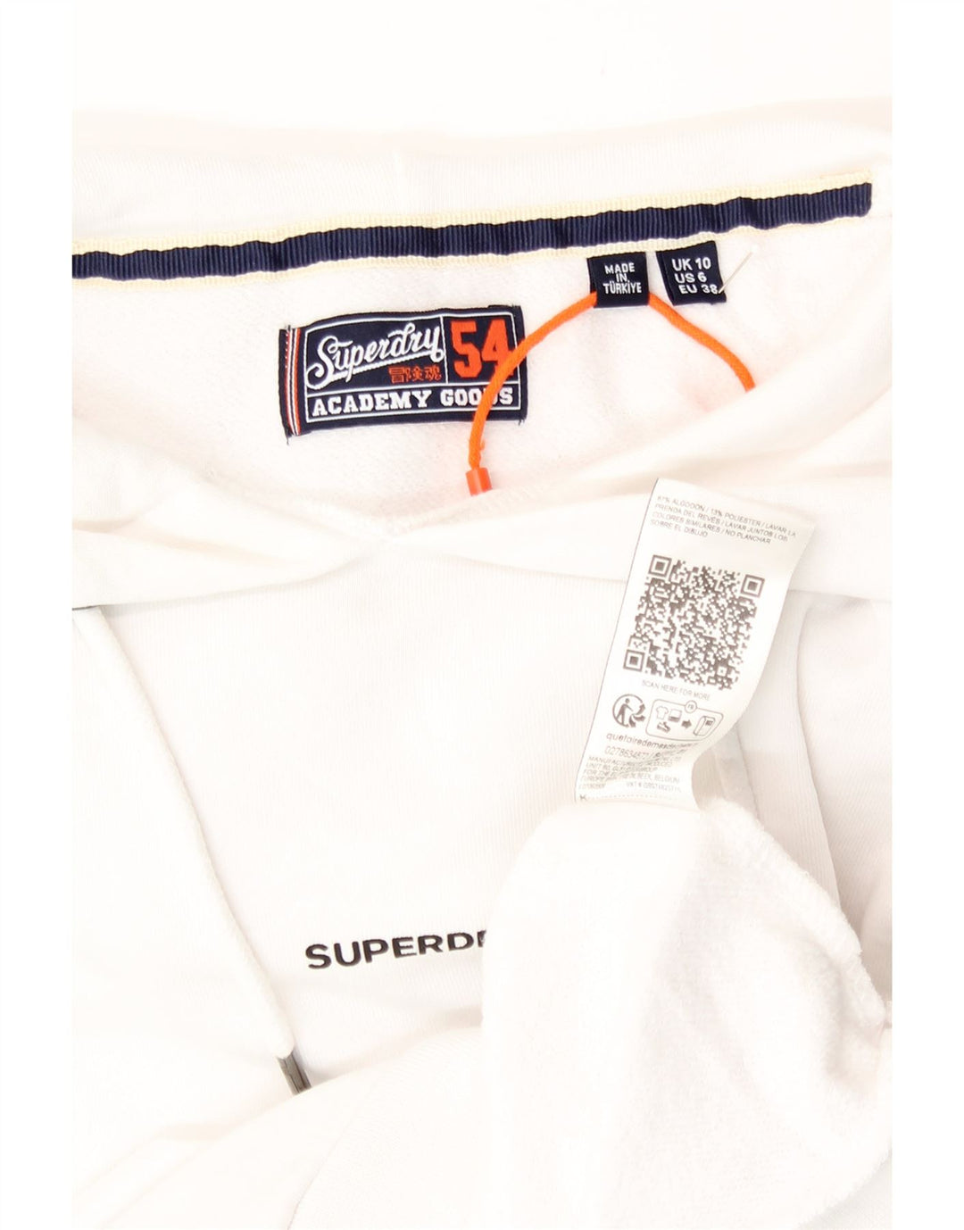 SUPERDRY Womens Hoodie Jumper UK 10 Small White Cotton Vintage Superdry and Second-Hand Superdry from Messina Hembry 