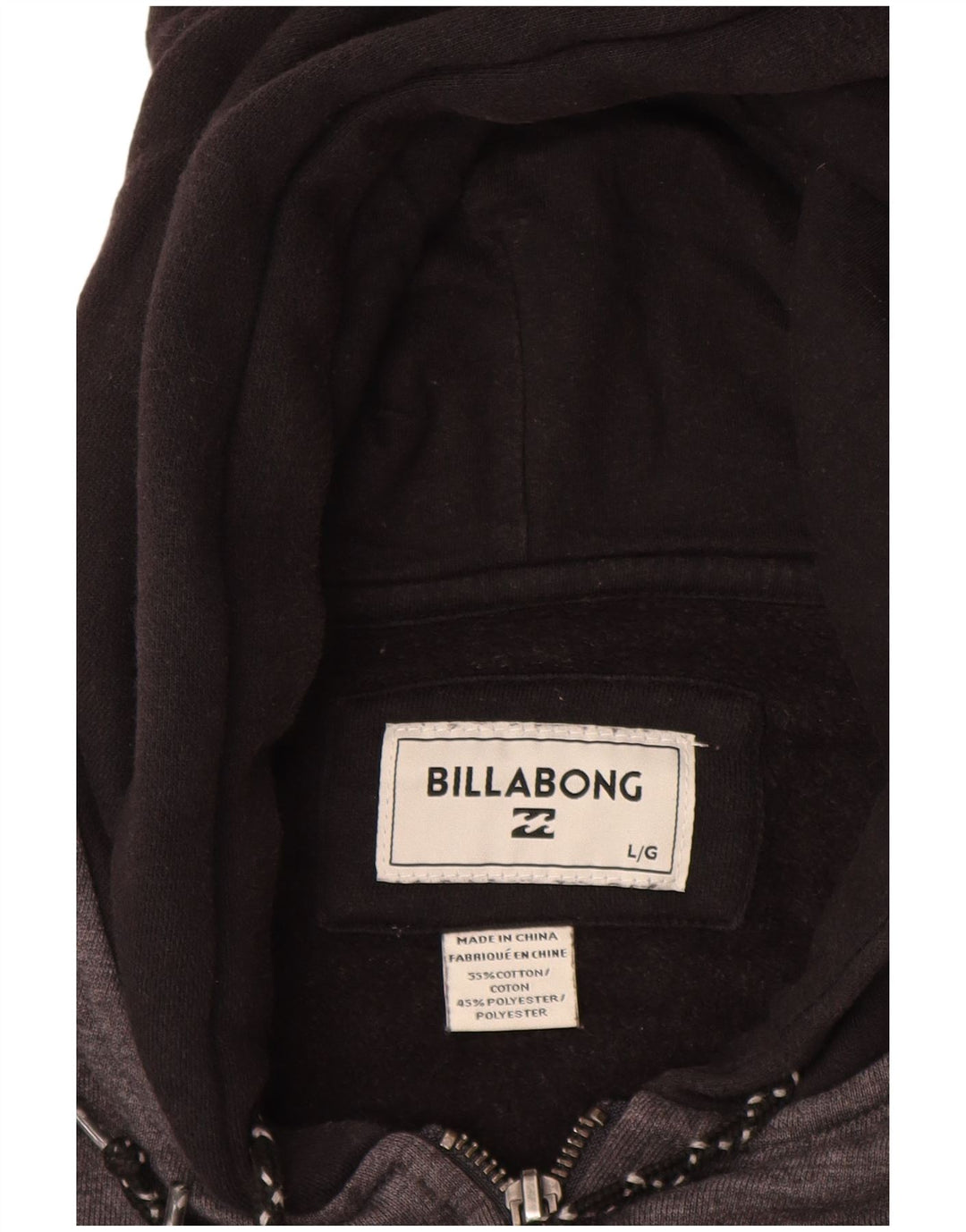 Suéter masculino Billabong com capuz e zíper grande algodão cinza