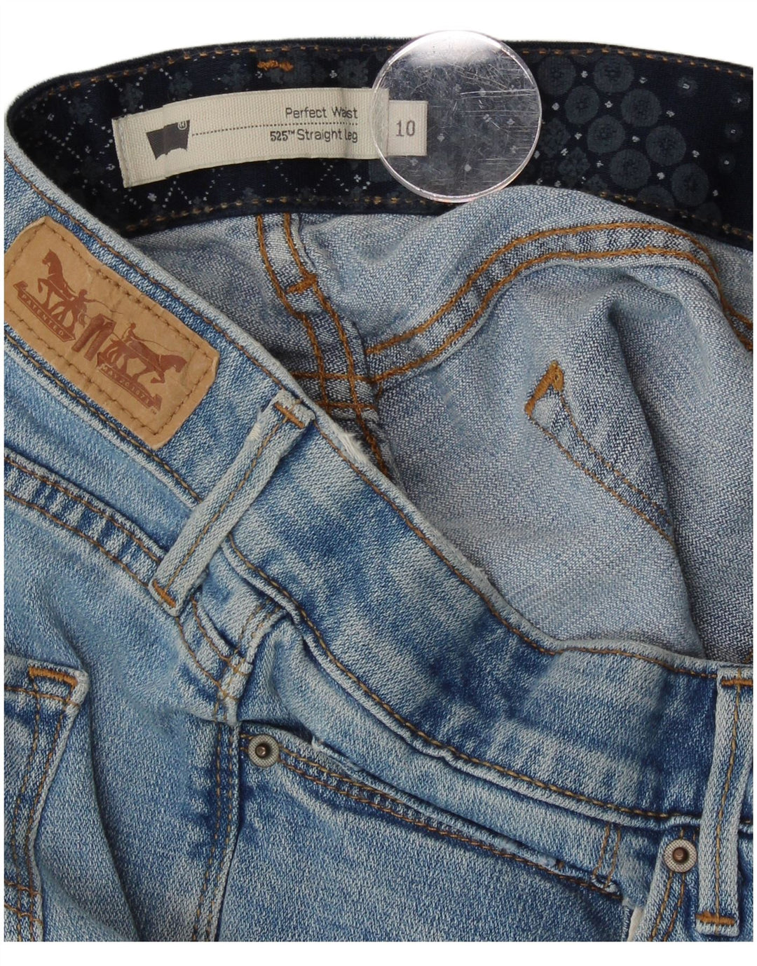 Levi's feminino 525 jeans retos US 10 grande W32 L31 azul