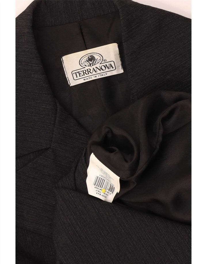 Terranova Womens Pea Coat UK 10 Viscose listrada preta pequena