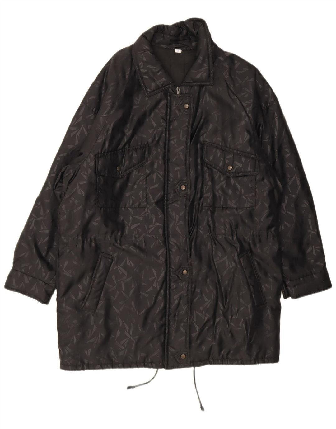 Casaco corta-vento feminino vintage grande IT 42 médio preto geométrico