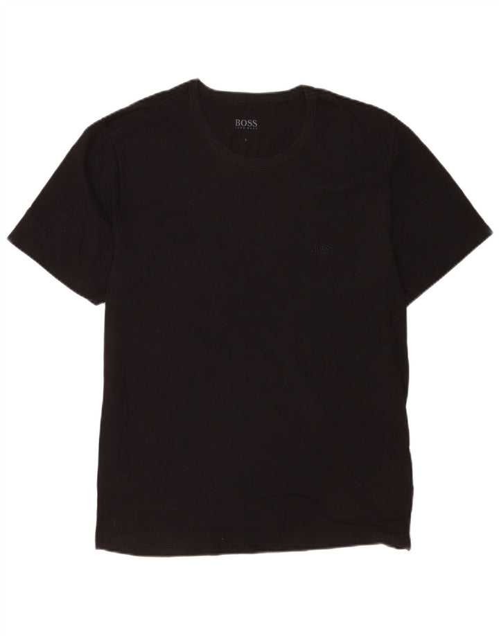 Camiseta masculina Hugo Boss grande algodão preto