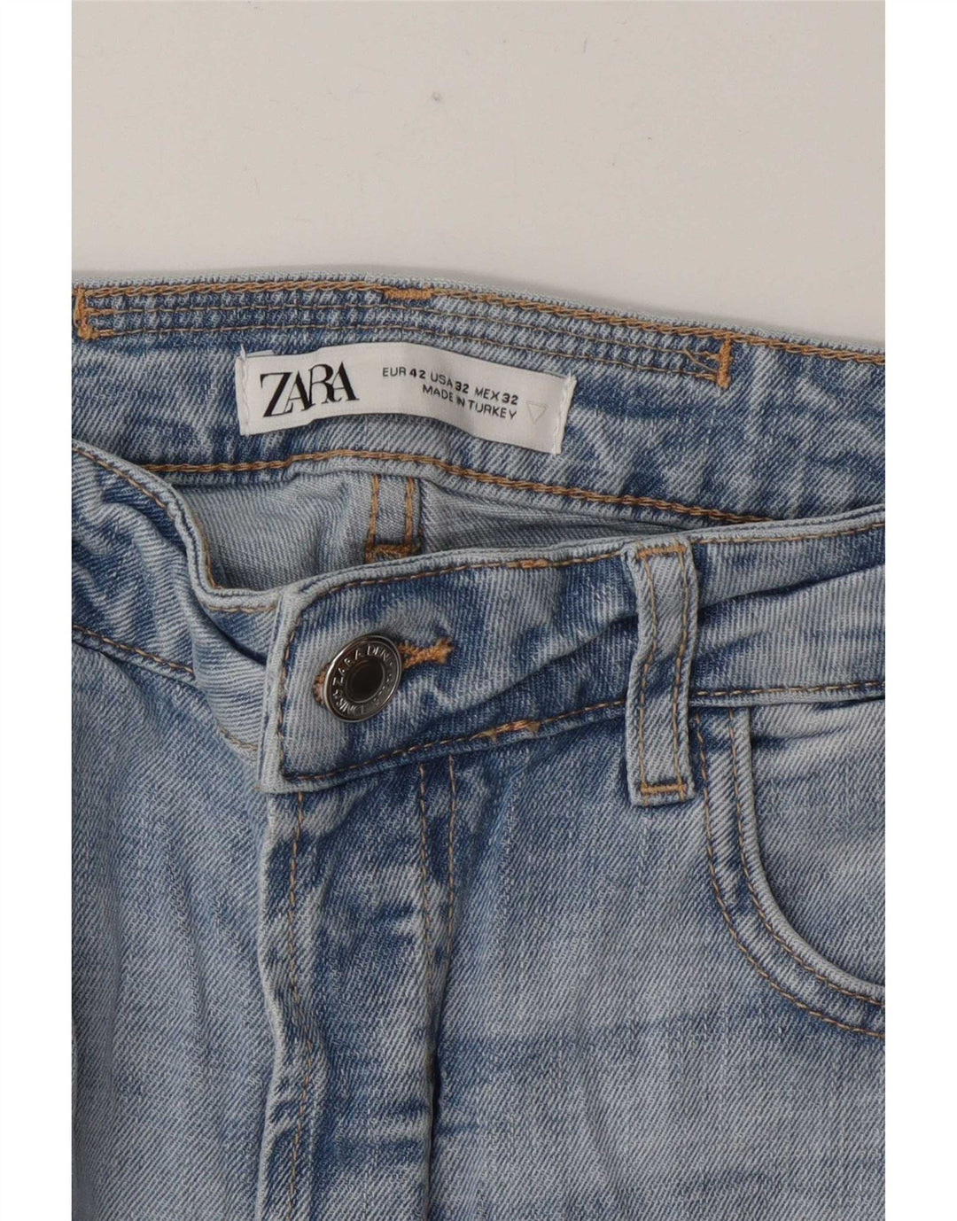 Zara Mens Jeans Slim Distressed UE 42 Grande W32 L28 Azul