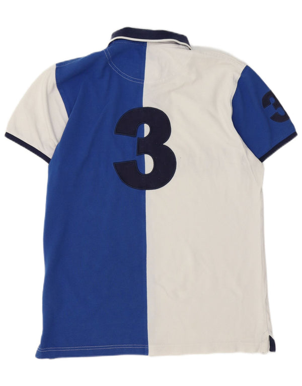 Camisa polo masculina de rugby Hackett Tailored Fit gráfico médio branco colorblock