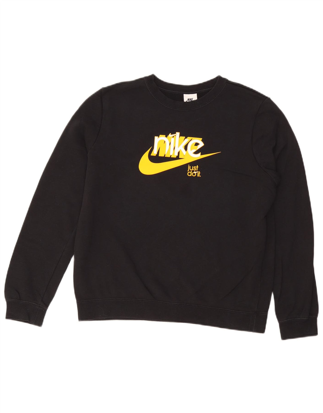 NIKE feminino gráfico moletom jumper UK 14 médio preto algodão