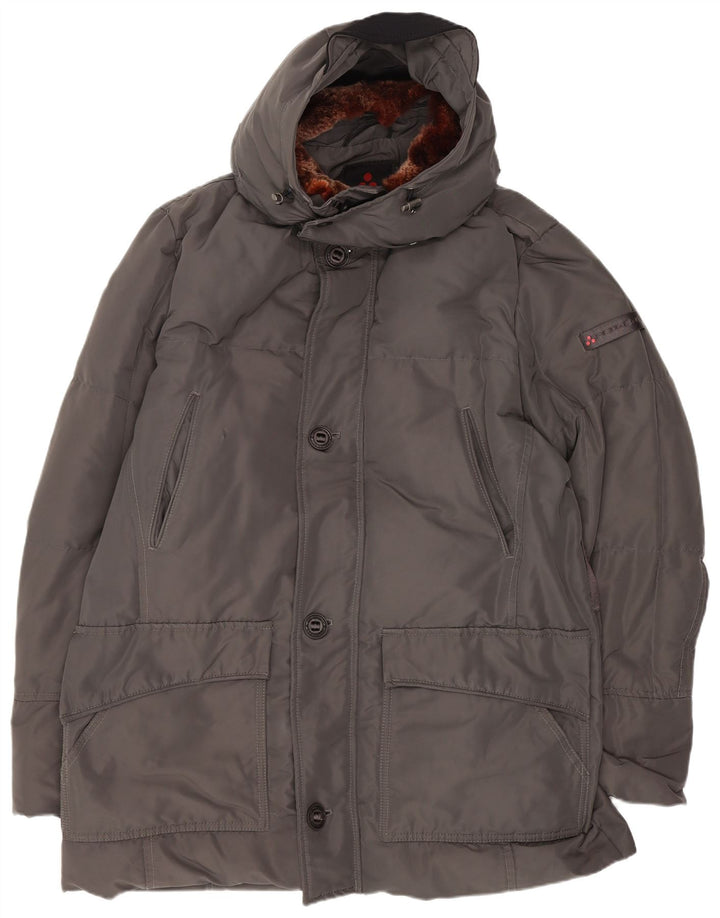 Casaco masculino acolchoado com capuz PEUTEREY UK 40 poliéster cinza grande