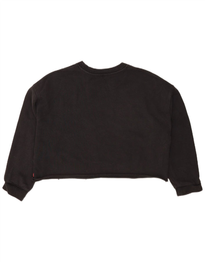 Levi's Womens Crop Oversized Moletom Jumper Reino Unido 16 Grande Listrado Cinza