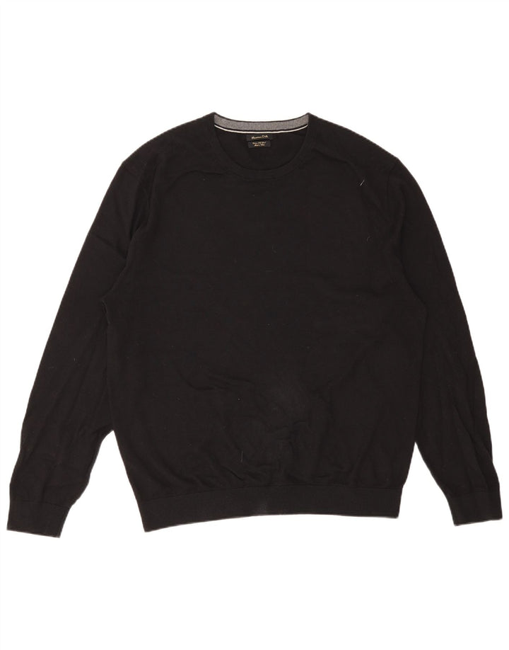 Suéter masculino Massimo Dutti com gola redonda 2XL algodão preto