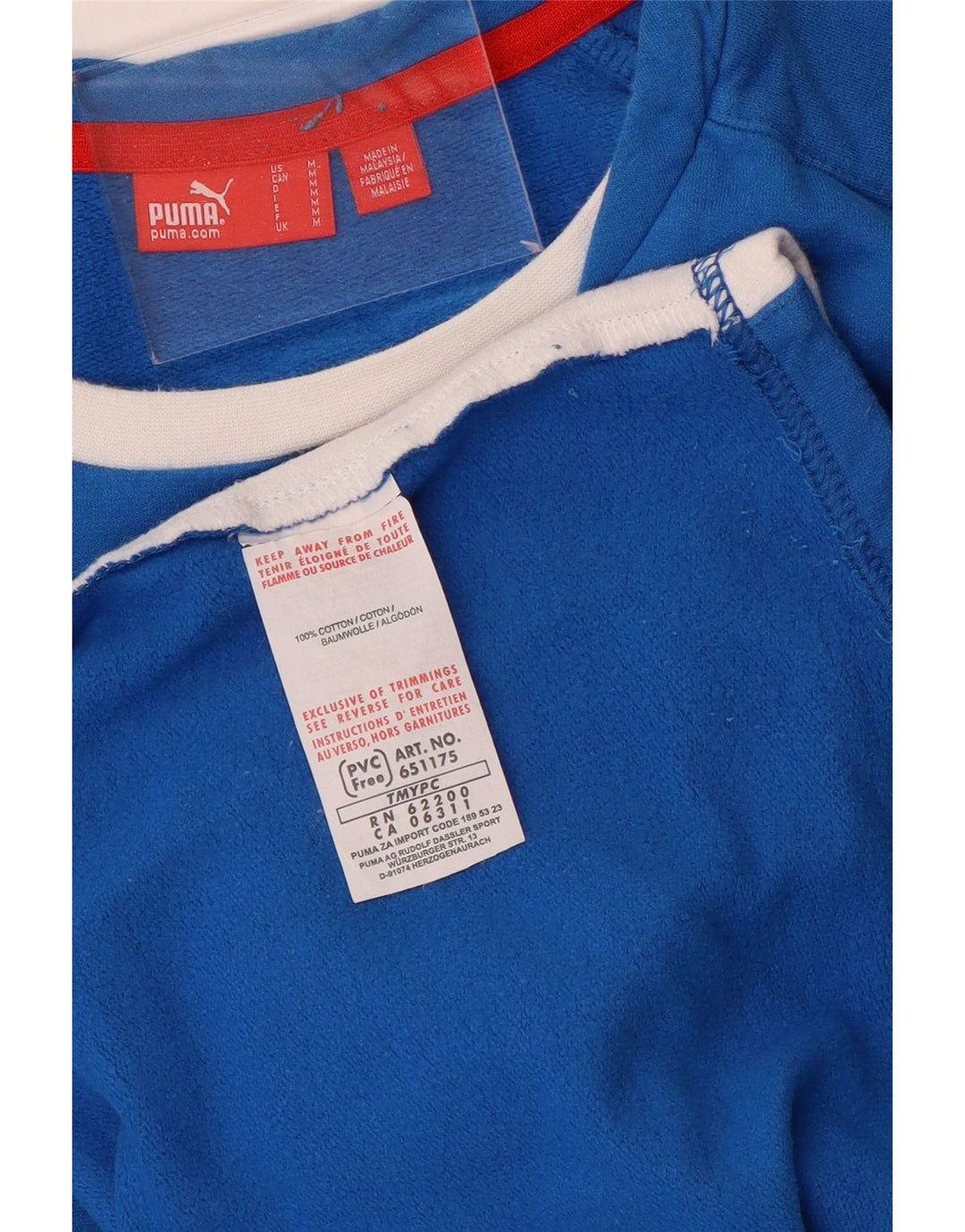 Top feminino Puma manga comprida UK 14 algodão colorblock azul médio