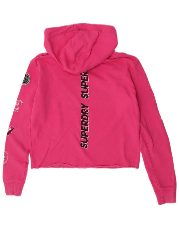 Superdry feminino gráfico oversized moletom com capuz UK 6 XS algodão rosa