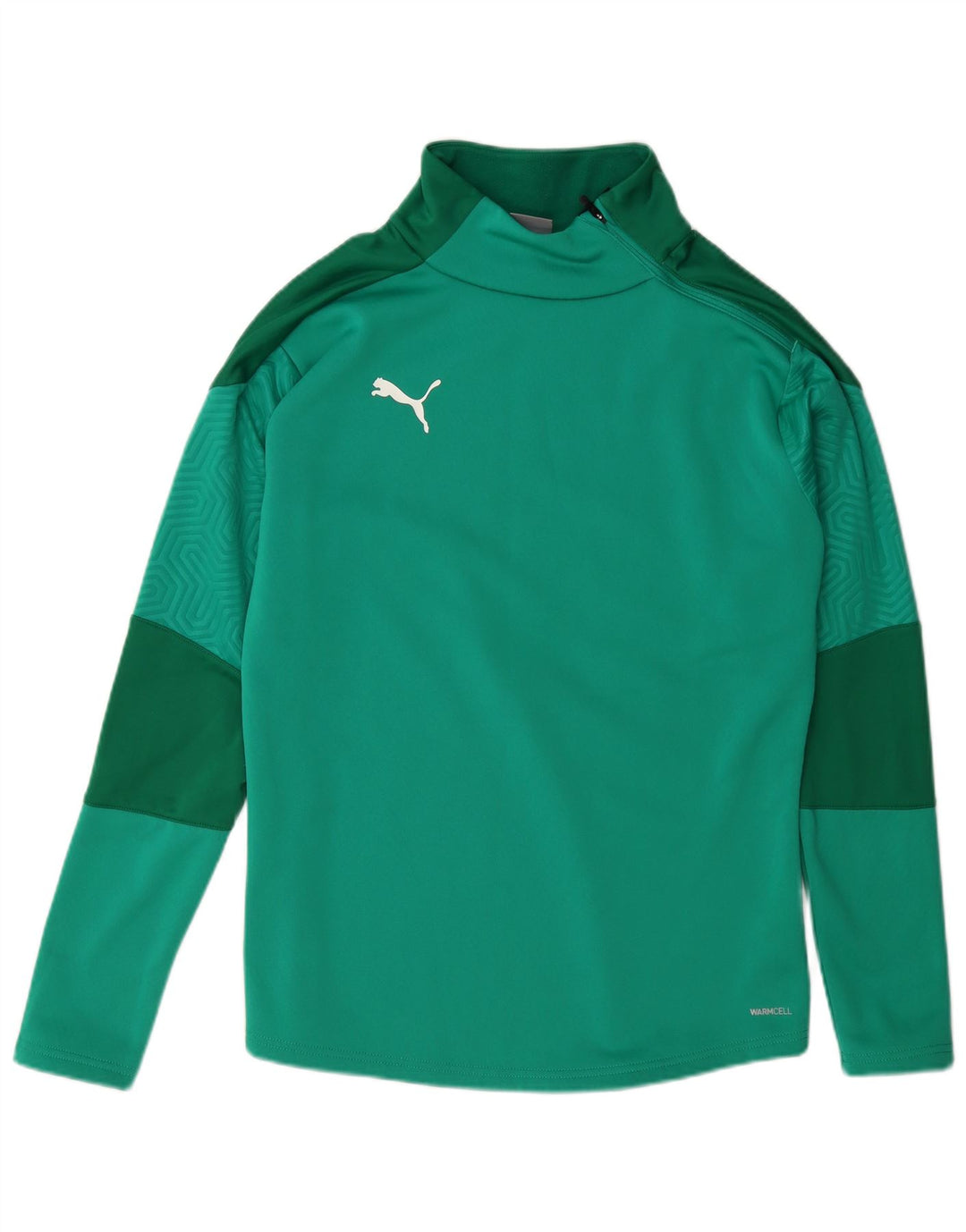 Suéter masculino Puma com zíper e gola em poliéster colorblock verde médio