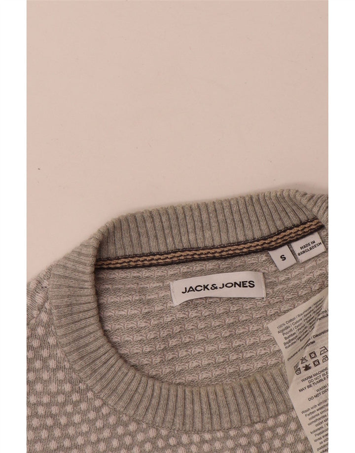 Suéter masculino Jack & Jones com gola redonda e algodão manchado cinza pequeno