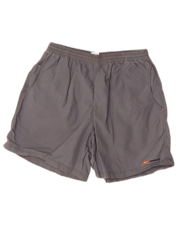 Shorts esportivos masculinos Reebok médio cinza nylon