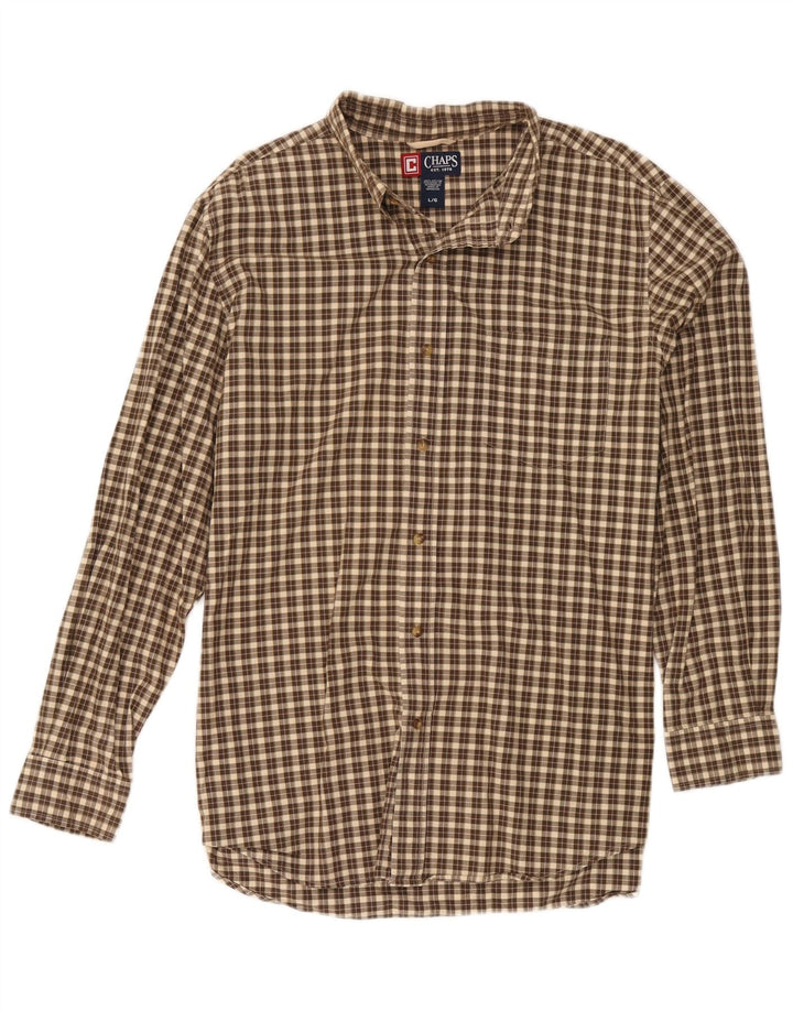 Camisa masculina Chaps grande algodão xadrez marrom