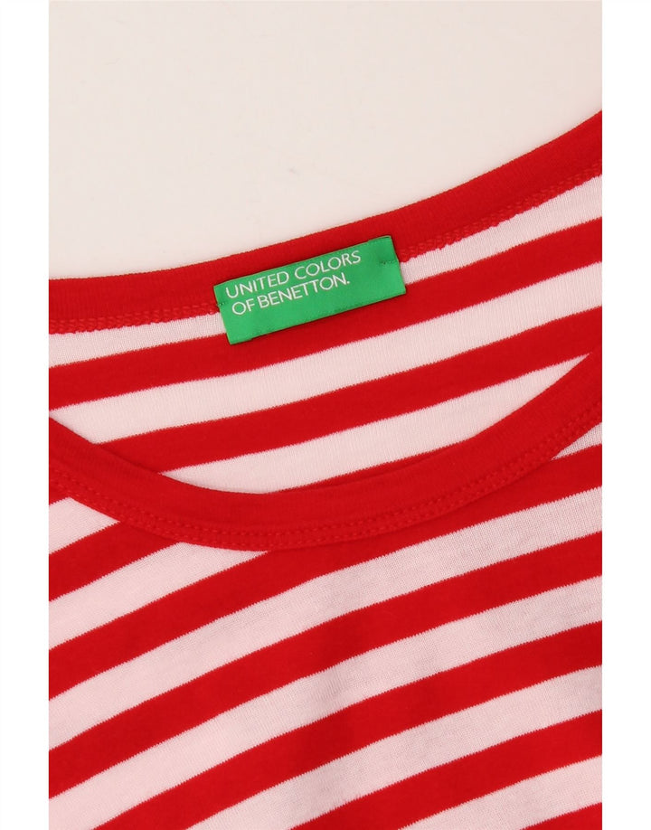 Camiseta feminina Benetton UK 10 pequena listrada vermelha