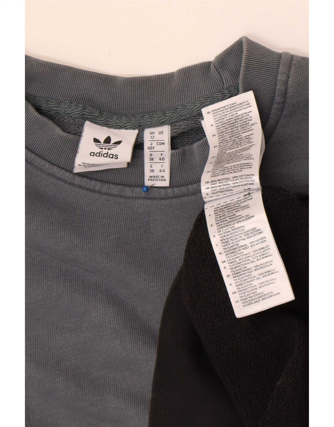 Adidas feminino gráfico moletom jumper UK 12 cinza médio colorblock