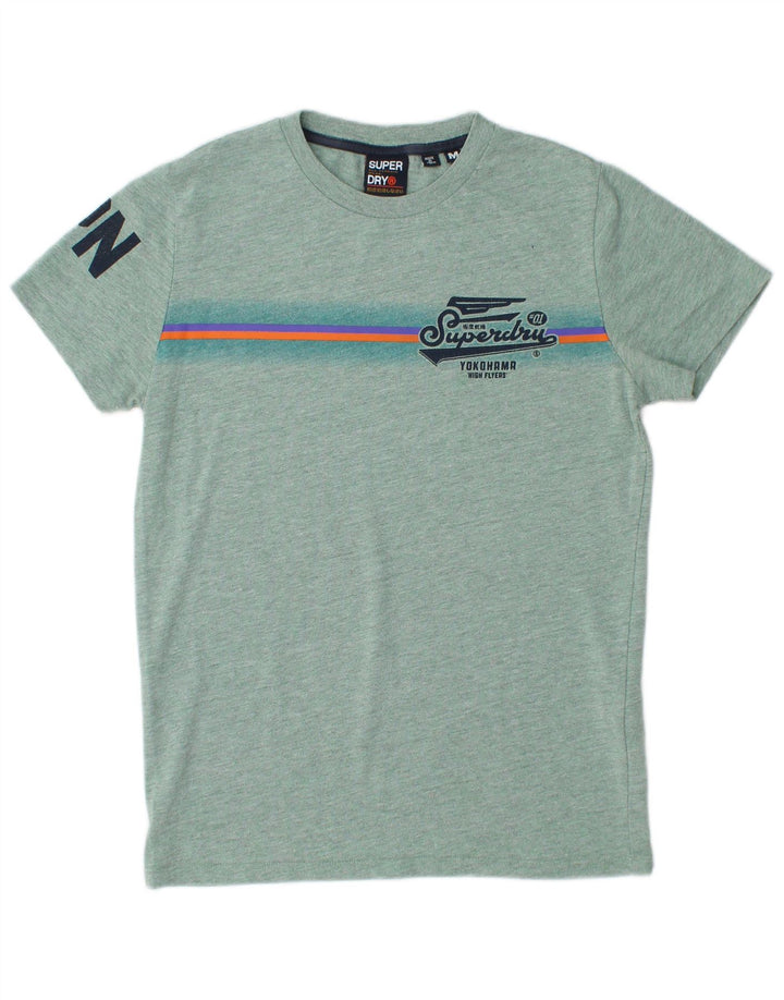 Camiseta masculina SUPERDRY Yokohama com estampa gráfica de algodão verde médio manchado
