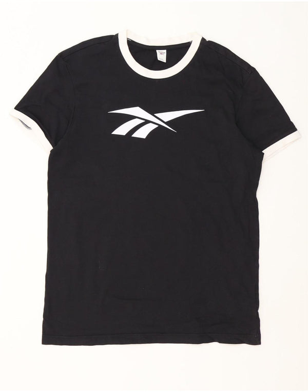 Camiseta gráfica masculina Reebok Top XL preto colorblock algodão
