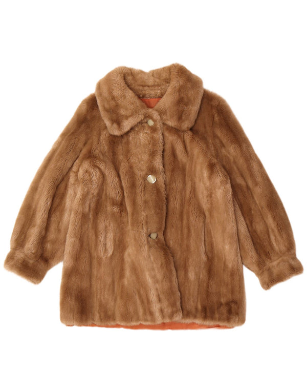 Casaco feminino de pele sintética Tissavel UK 10 pequeno acrílico marrom