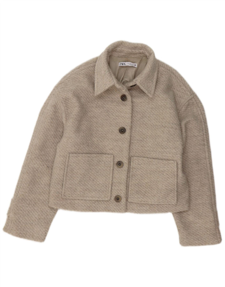 Jaqueta bomber feminina ZARA UK 14 médio bege