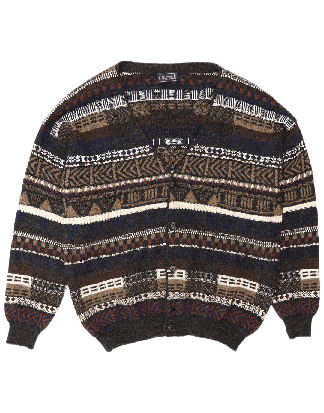Suéter cardigã masculino ALLISON WINGATE IT 56 2XL multicolorido Fair Isle