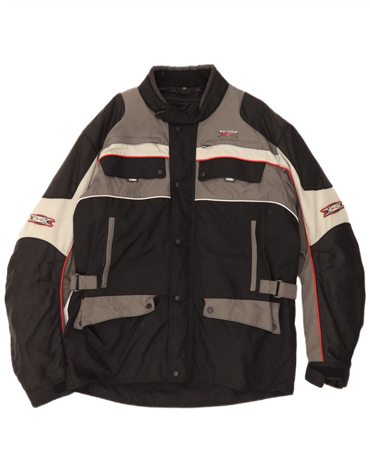 Jaqueta Vintage Mens Racer UK 44 2XL Preto Colourblock Poliamida
