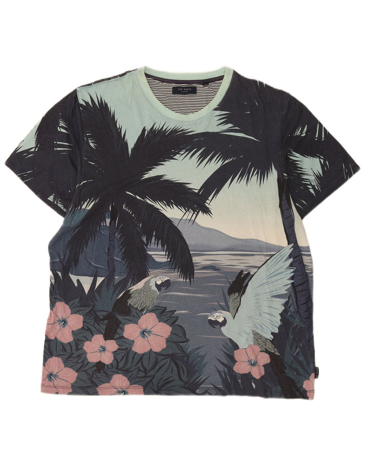 Ted Baker Camiseta masculina havaiana gráfica grande algodão multicolorido