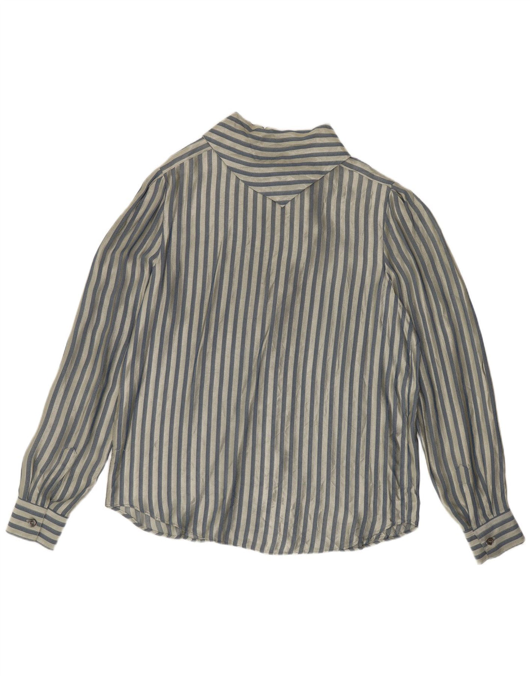 Blusa feminina vintage UK 14 listrada azul média