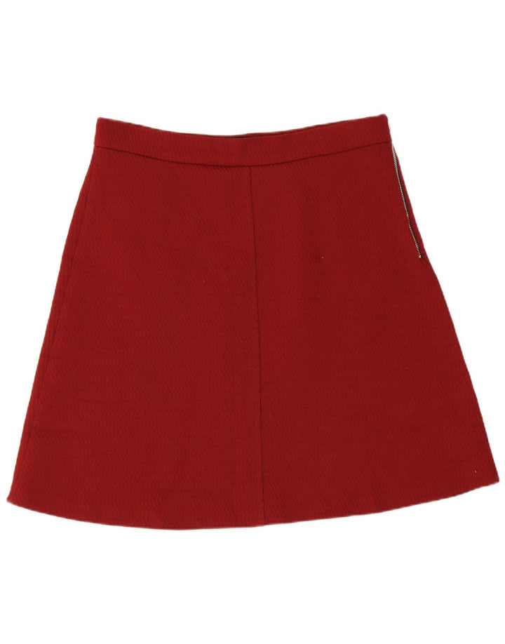 Saia feminina Zara A-Line grande W30 Borgonha