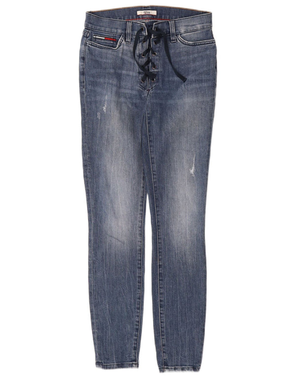 Jeans skinny de cintura alta feminino Tommy Hilfiger EUA 10 grande W26 L29 azul