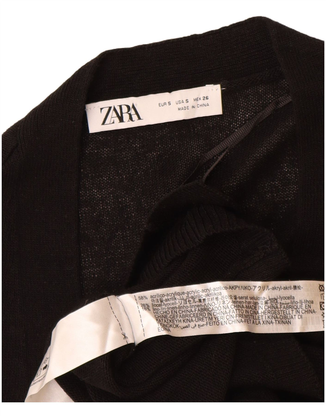 Suéter cardigã feminino Zara Reino Unido 10 pequeno acrílico preto