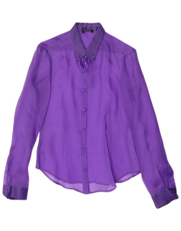 Blusa feminina vintage UK 12 médio roxo