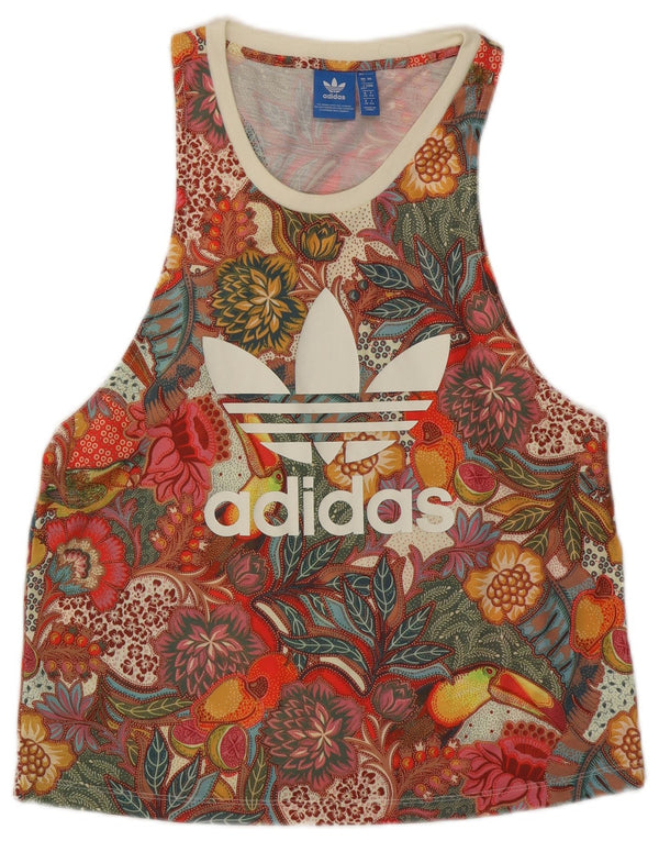 ADIDAS Womens Graphic Vest Top UK 12 Médio Poliéster Floral Multicolorido