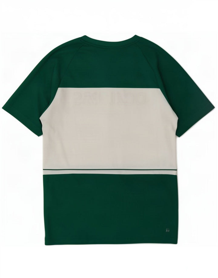 Camiseta gráfica masculina Lacoste tamanho superior 3 pequeno verde colorblock poliéster
