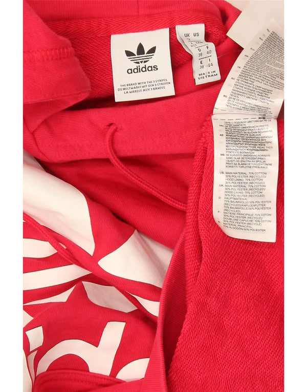 Adidas feminino gráfico oversized moletom com capuz Reino Unido 12 médio algodão rosa