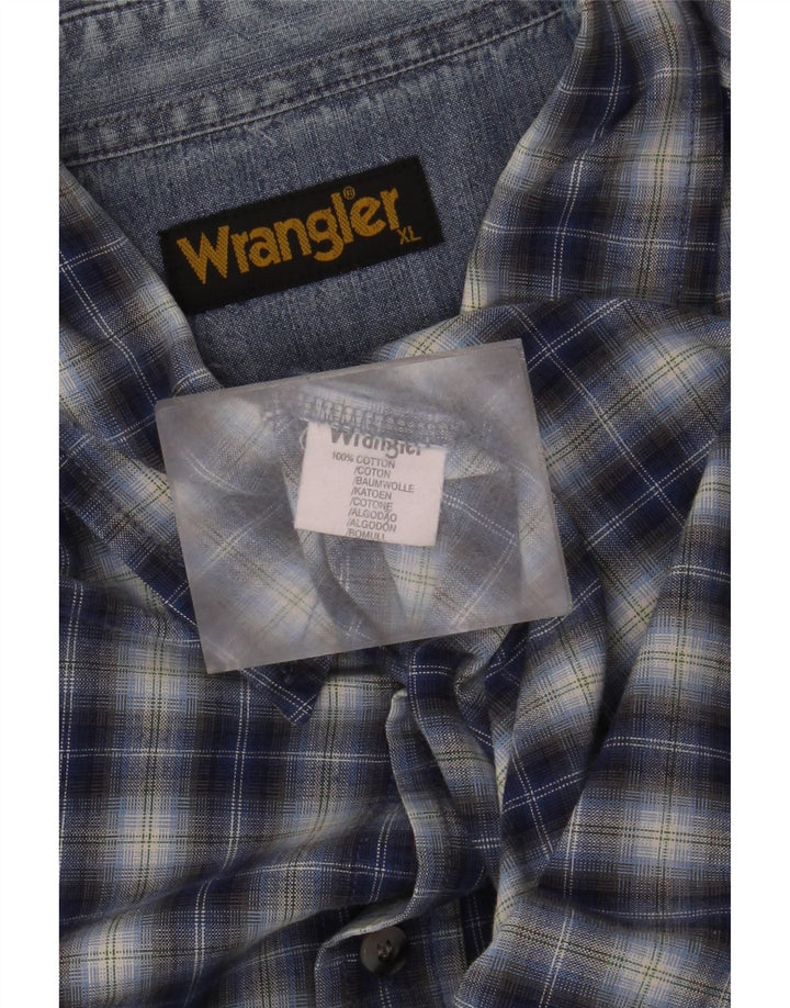 Camisa masculina Wrangler XL azul xadrez algodão