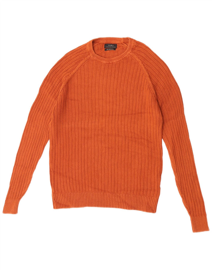 Zara Suéter masculino com gola redonda e algodão marrom médio