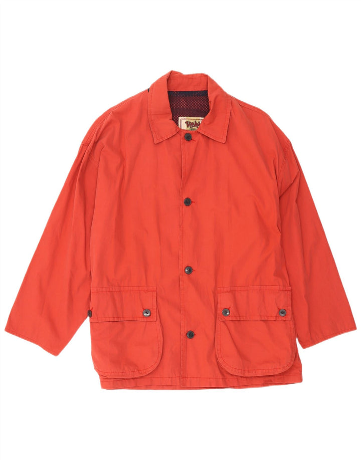 Jaqueta corta-vento masculina vintage Reino Unido 40 algodão vermelho grande