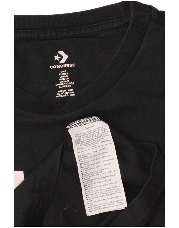 Converse Mens Graphic T-Shirt Top Pequeno Algodão Preto
