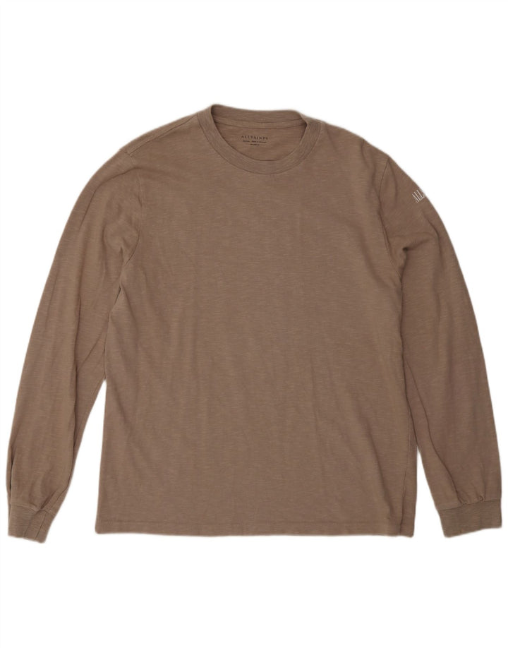 All Saints Mens Top Manga Longa Médio Bege Salpicado